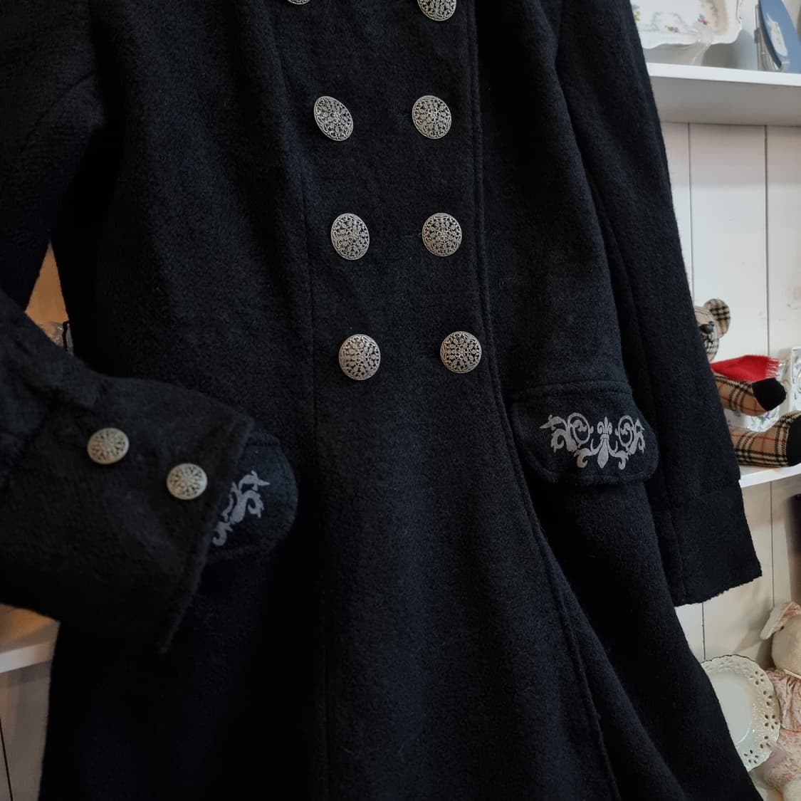 BODY LINE 블랙 롱 코트 상품이미지5