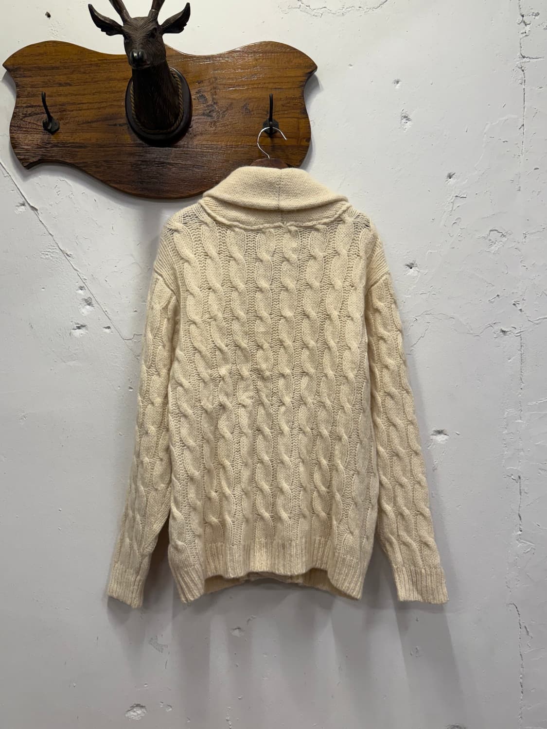 M) NAVAL Tokyo Japan Wool Cable Shawl Ca 상품이미지5