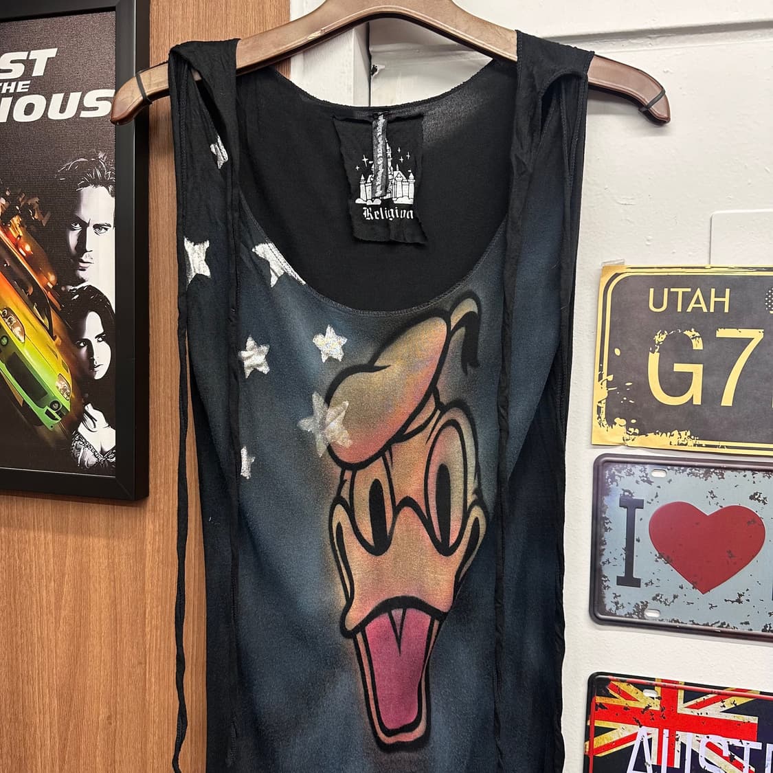 Black Donald Duck Print Punk Dress  상품이미지3