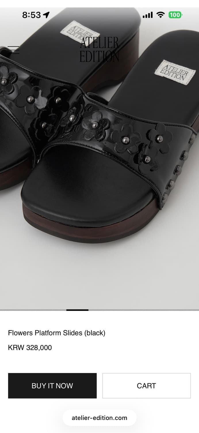 아뜰리에 에디션 Flowers Platform Slides (black) 상품이미지3