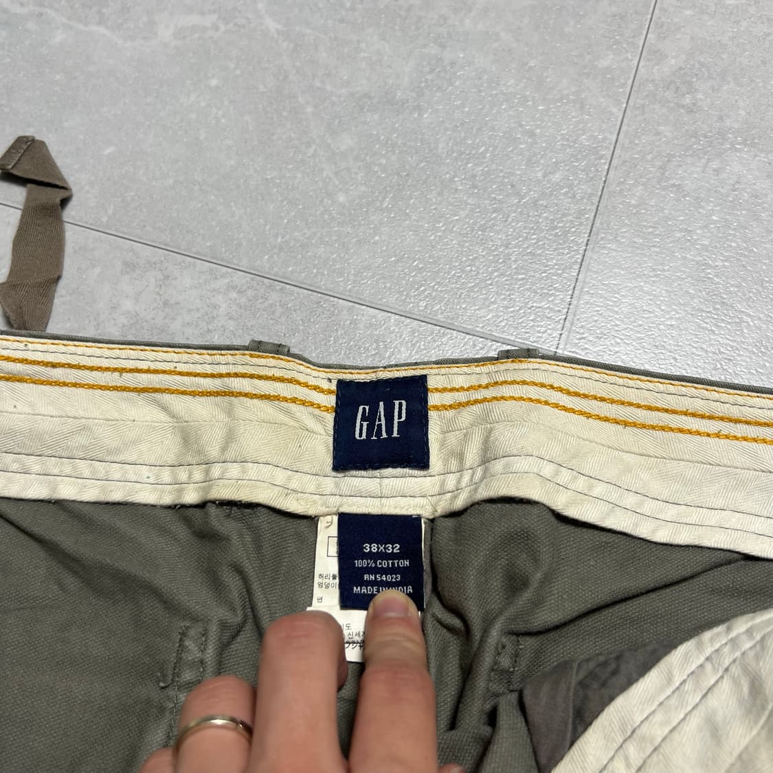 [38] 00s 갭 GAP 빈티지 카고 팬츠 38x32 카키 상품이미지5