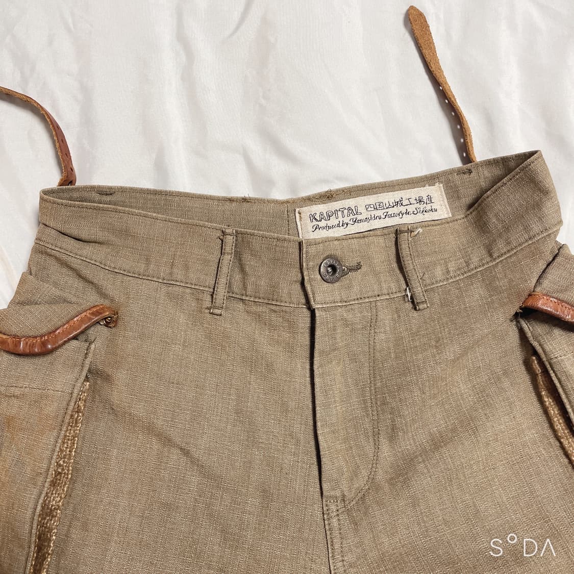 캐피탈 베이지 린넨 벨트 와이드 팬츠 상품이미지2