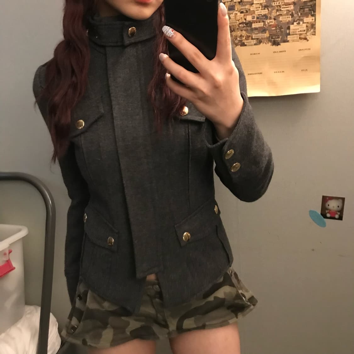 LeShop 르샵 금장 갸루 펑크 하이넥 차콜 모자켓 상품이미지2