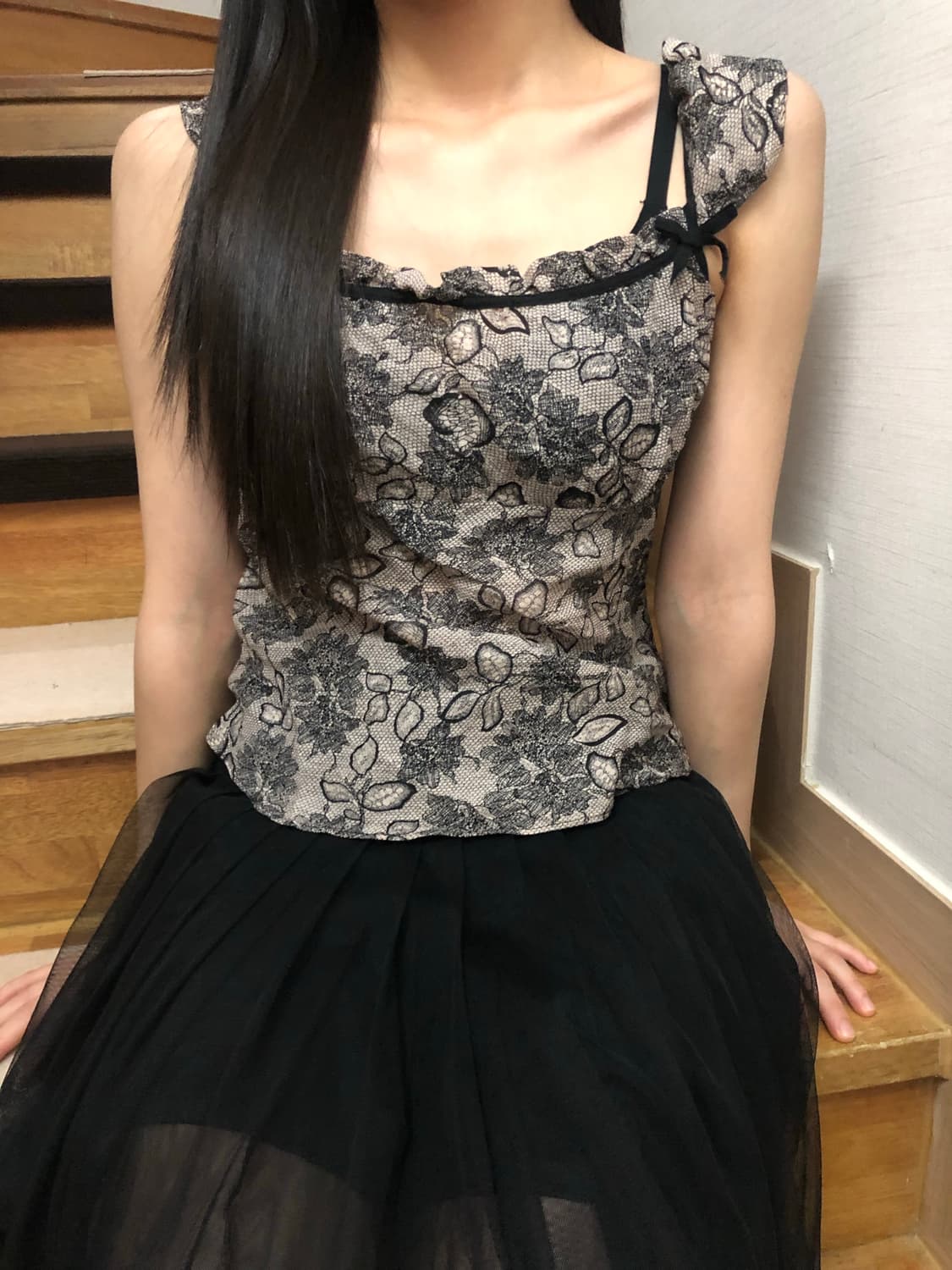 빈티지 오리엔탈 블랙 슬리브리스 상품이미지5