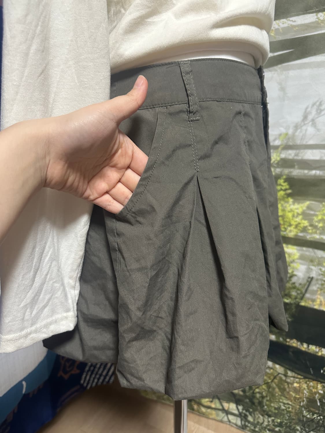 빈티지 카키 벌룬 팬츠 스커트 모리 모리걸 상품이미지3