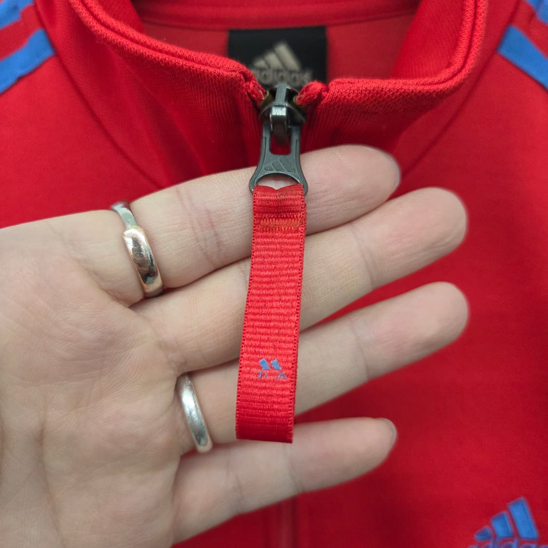 아디다스 삼선 트랙탑 레드 블루 배색 남XL 상품이미지3