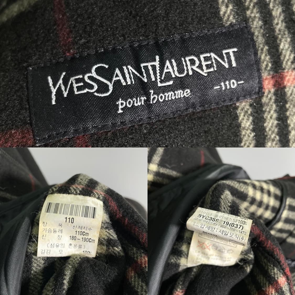 입생로랑 체크 배색 울 자켓 상품이미지9