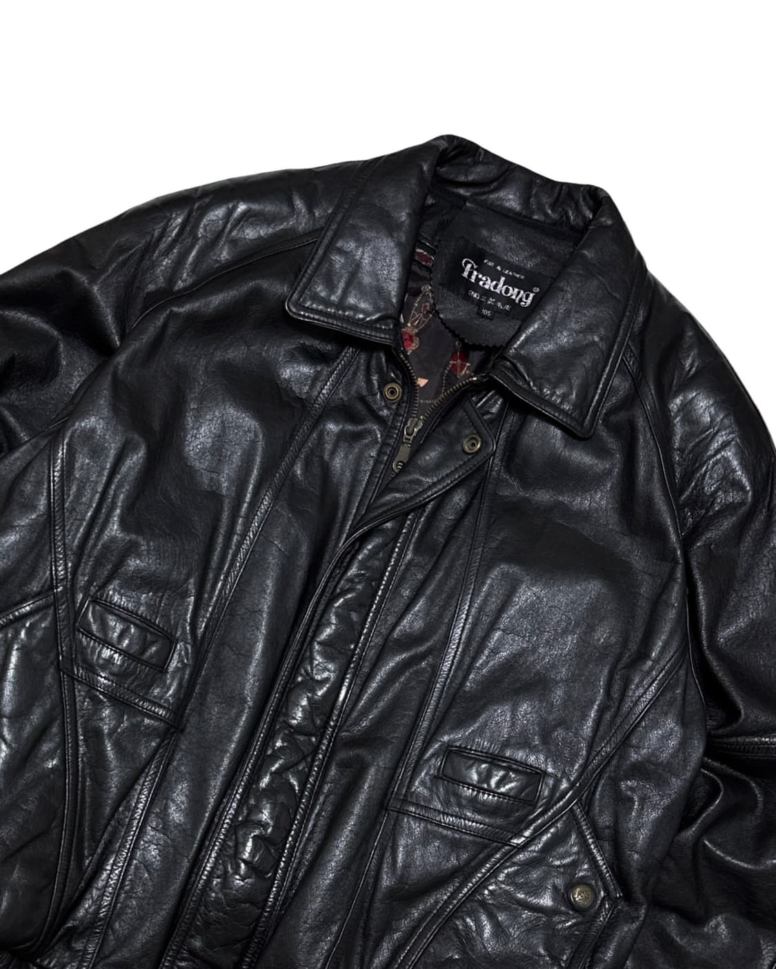 빈티지 가죽 봄버 블루종 자켓 상품이미지3