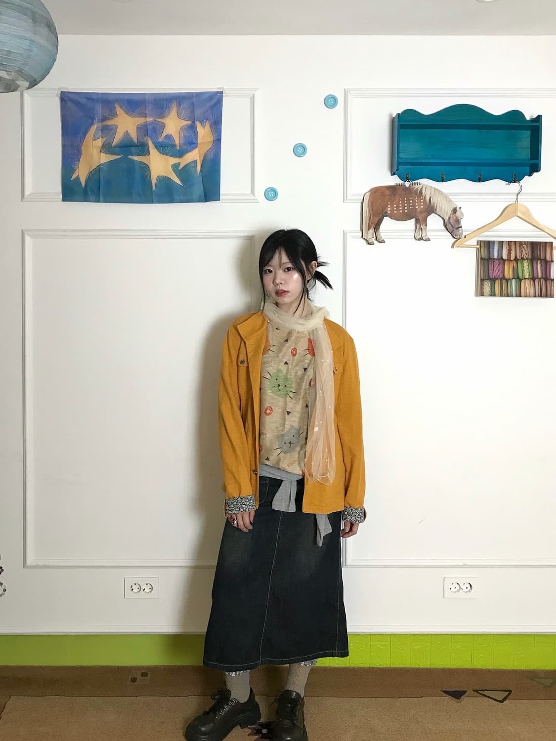 플라워 디테일 소매와 귀여운 🐱고양이 프린팅을 더해 위트 있는 무드:) 상품이미지2