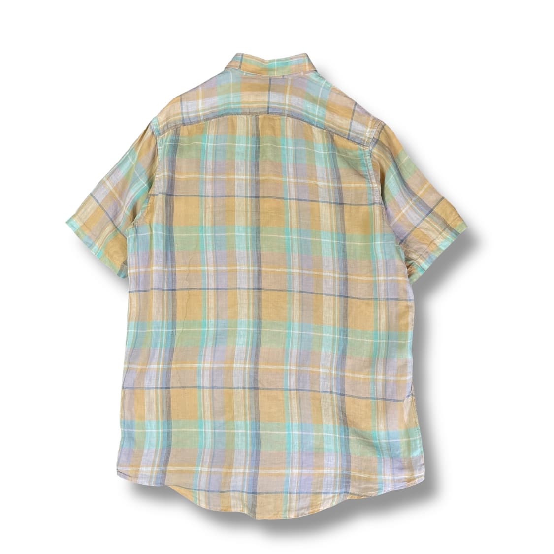 LANDS END 오렌지 블루 퍼플 멀티 체크 반팔 셔츠 S 상품이미지3