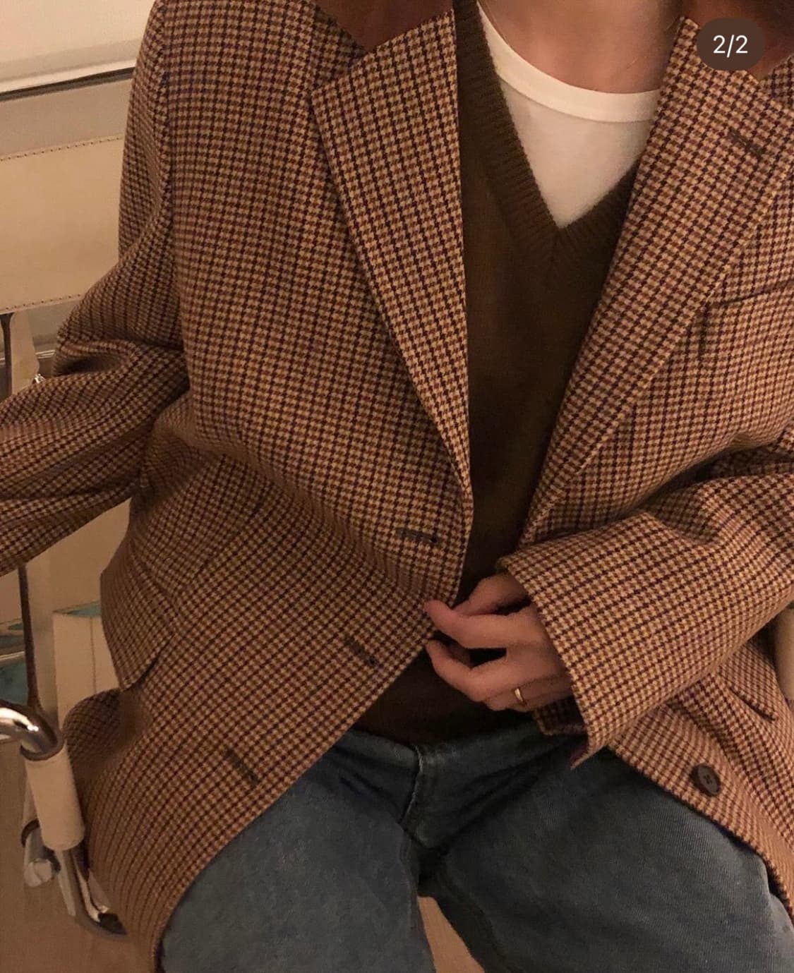 아쎄르 울체크자켓 더바넷 시엔느 리본빛 상품이미지3