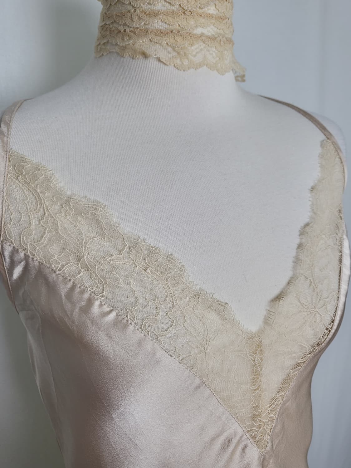 빈티지 샌드 베이지 실크 슬립 이너 탑 캐미솔 상품이미지4