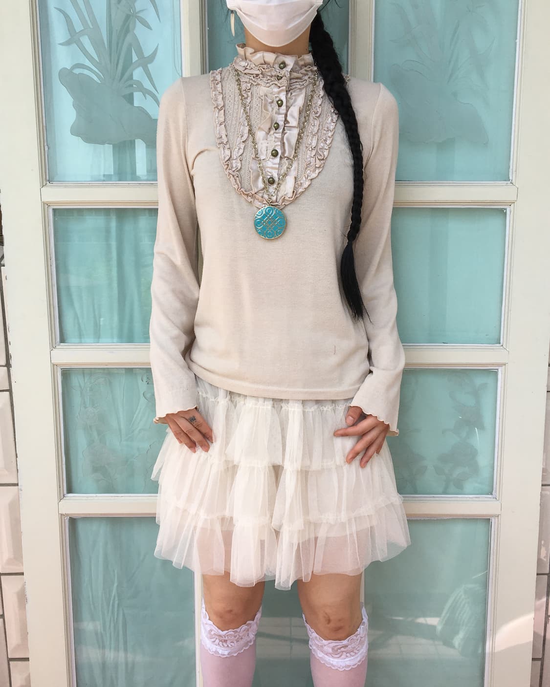 Axes femme frill high neck sleeve 상품이미지6