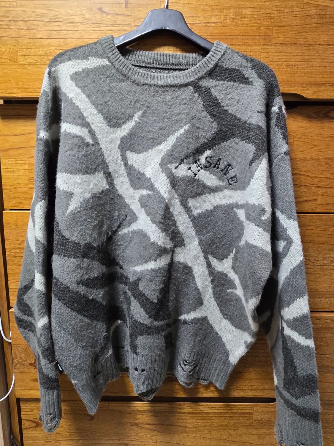 [3사이즈] 인세인 개러지 트리벌 브러쉬드 스웨터 그레이 상품이미지4