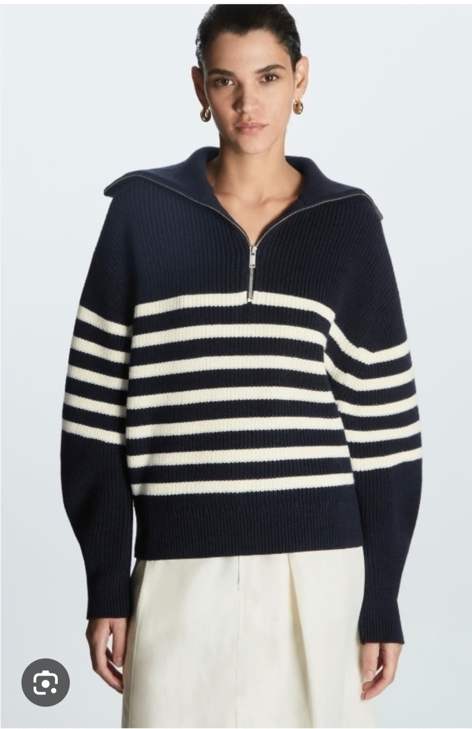 COS 코스 신형  스트라이프 니티드 하프 집업 니트 상품이미지1