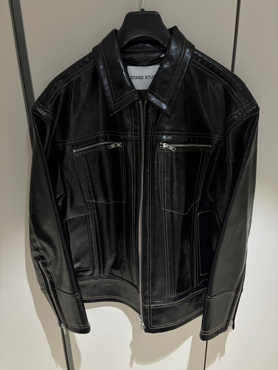 스탠드스튜디오 비건레더재킷 블랙 상품이미지4