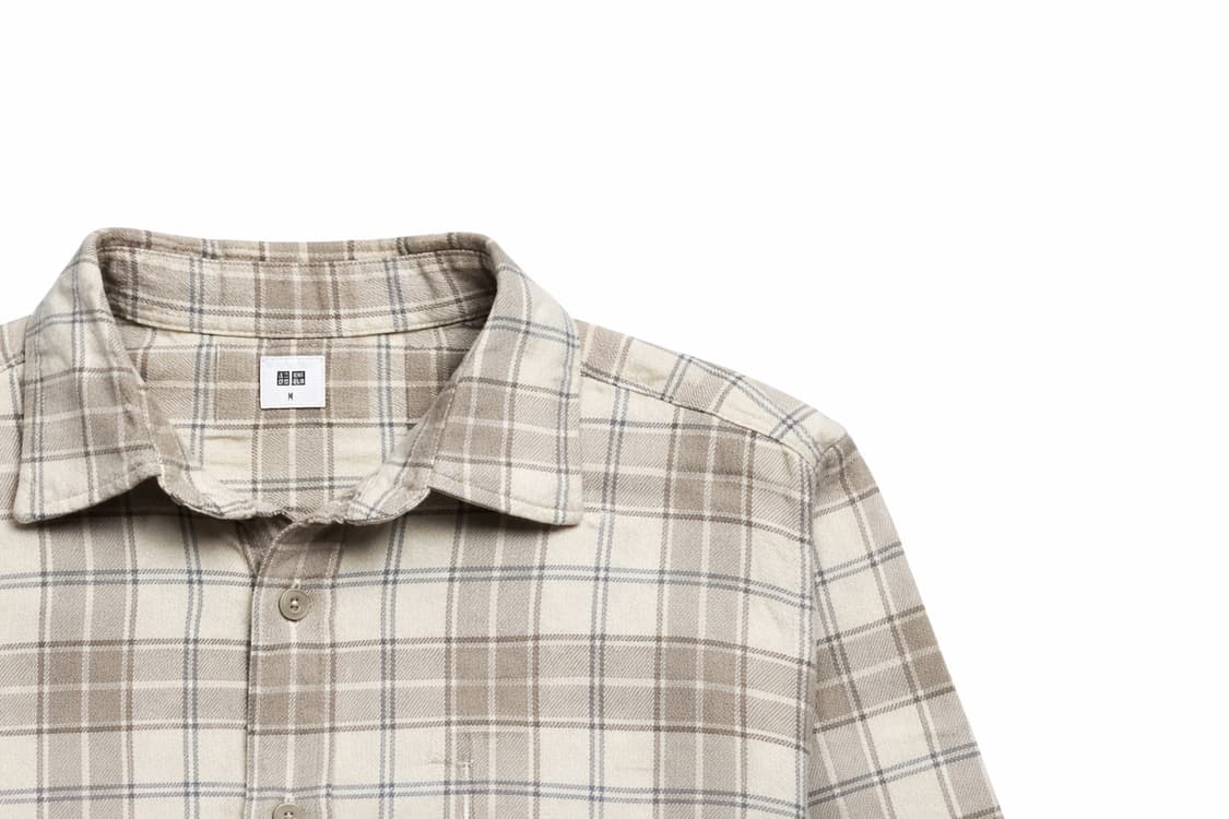 JPN 일본 빈티지 y2k 모리걸 유니클로 플란넬 베이지 체크 셔츠 M 상품이미지5