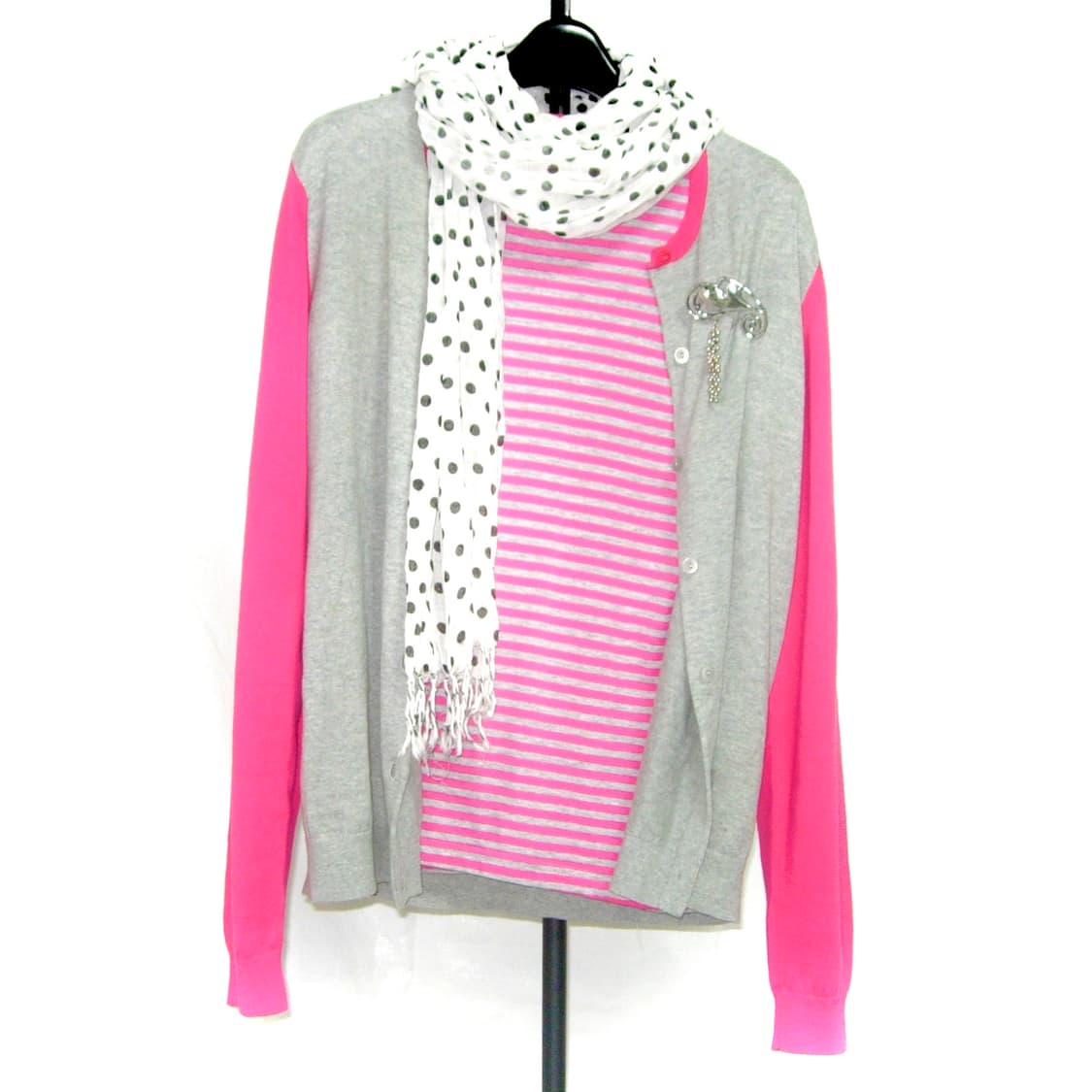 유니클로 핑크 그레이 가디건 상품이미지1