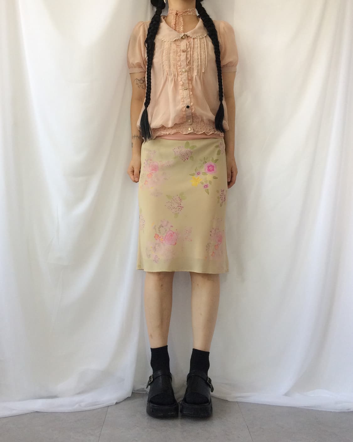 Button point lace trimming blouse 상품이미지8
