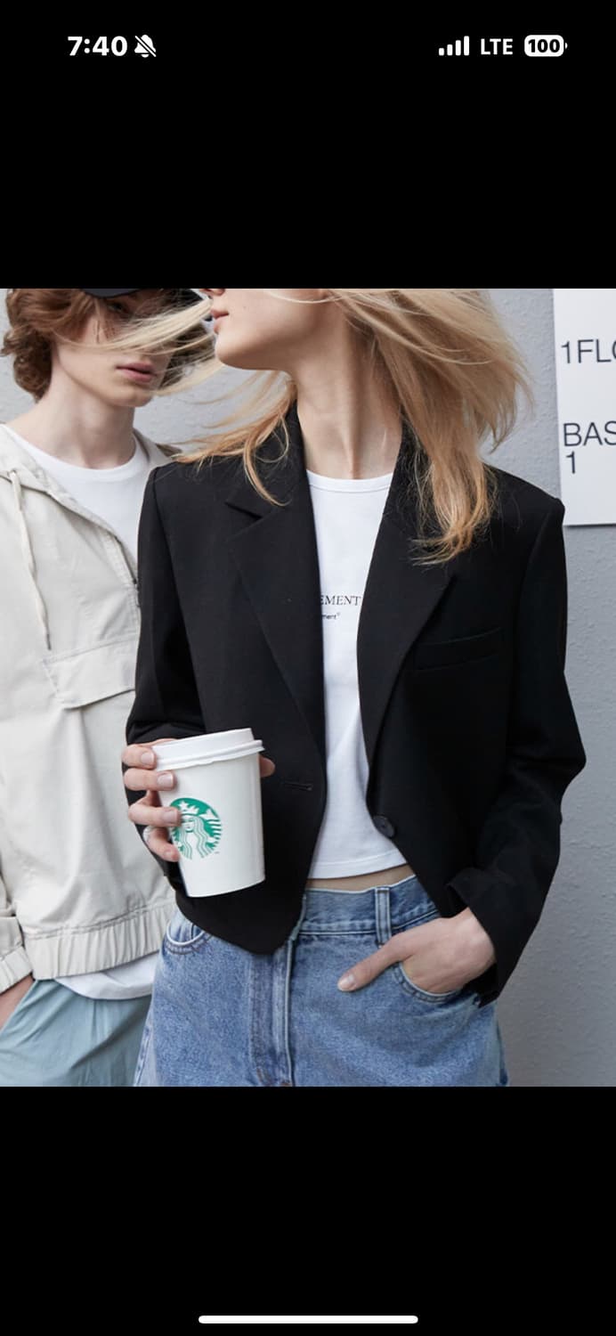 브플먼트 원버튼 크롭 자켓 s 상품이미지2