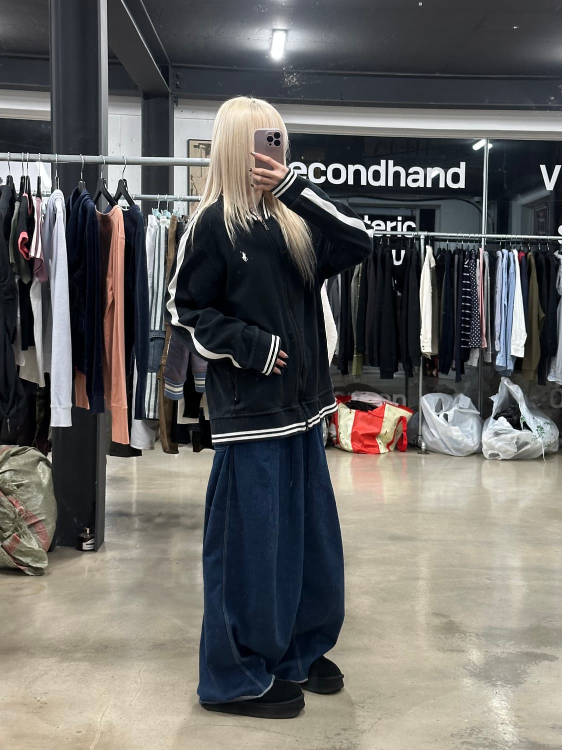 폴로 랄프로렌 블랙 화이트 면집업 져지 상품이미지2