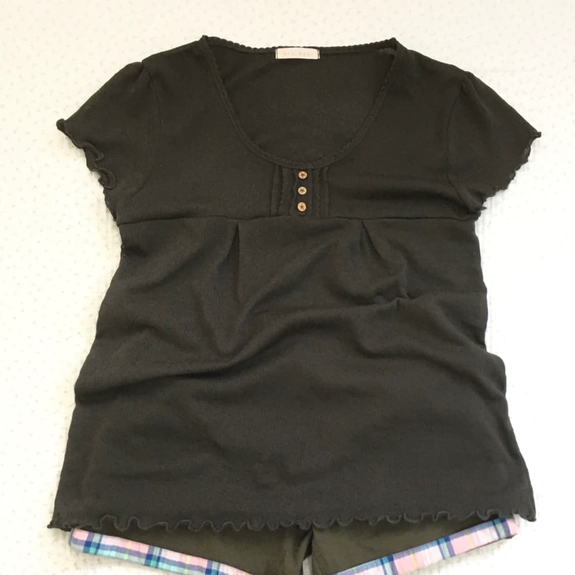 JPN/ 딥카키반팔 모리걸반팔 레이어드반팔 반팔블라우스 레이어드블라우스 상품이미지1