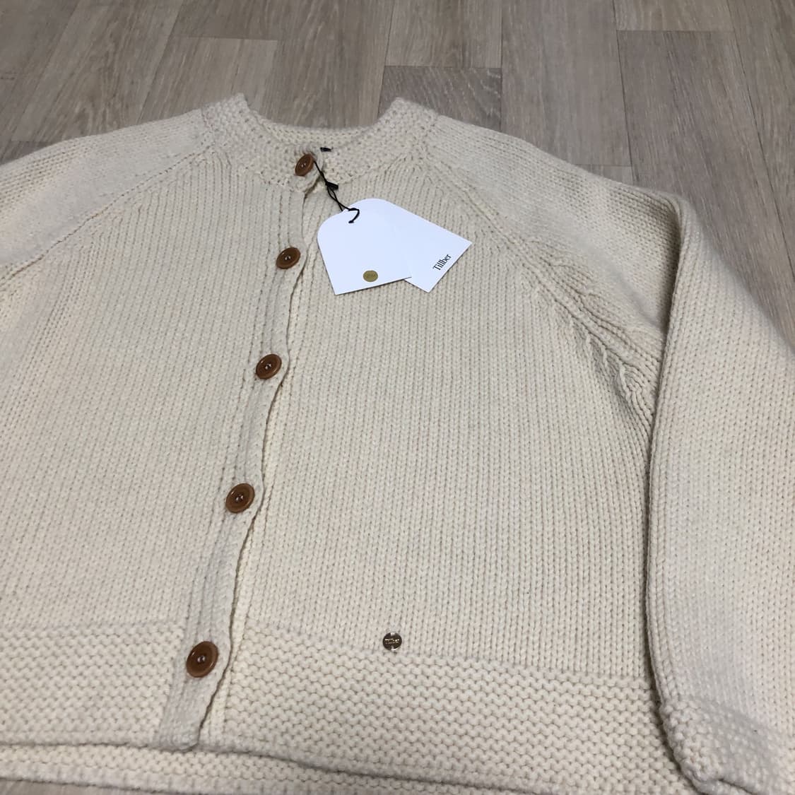 (우먼스 F) 새상품 틸버 Tillber 햄프스 니트 가디건 크림 상품이미지3