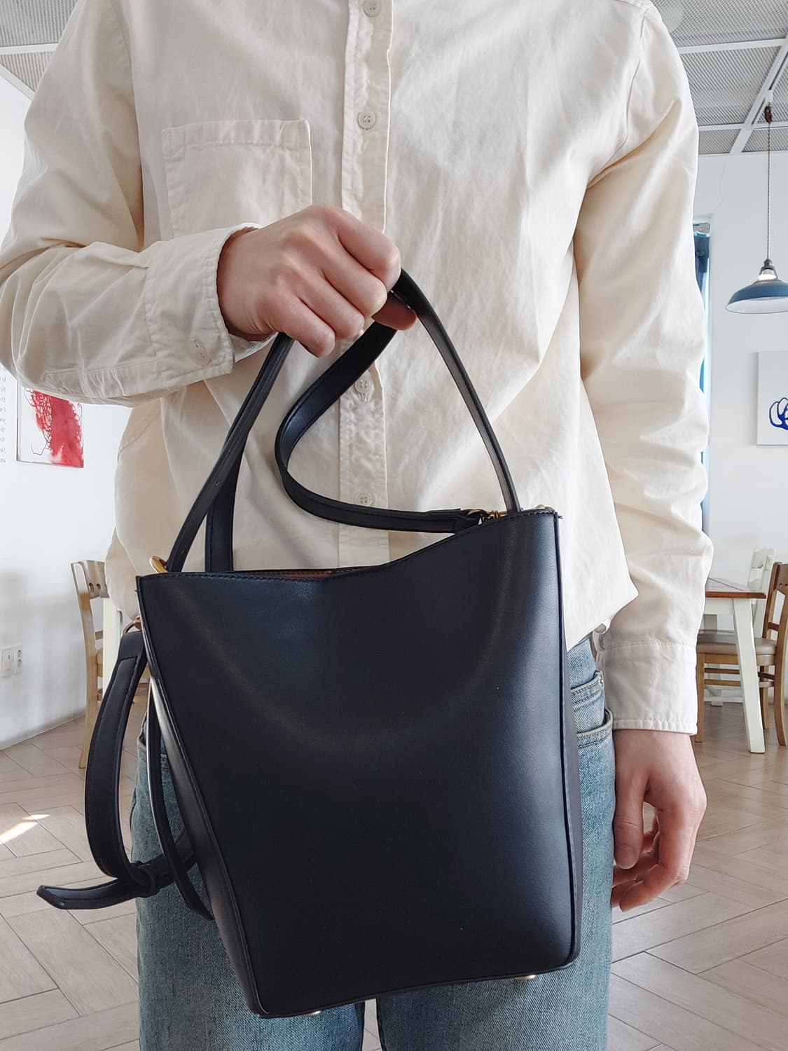 자라 ZARA  버킷백 블랙 + 파우치 세트 상품이미지7