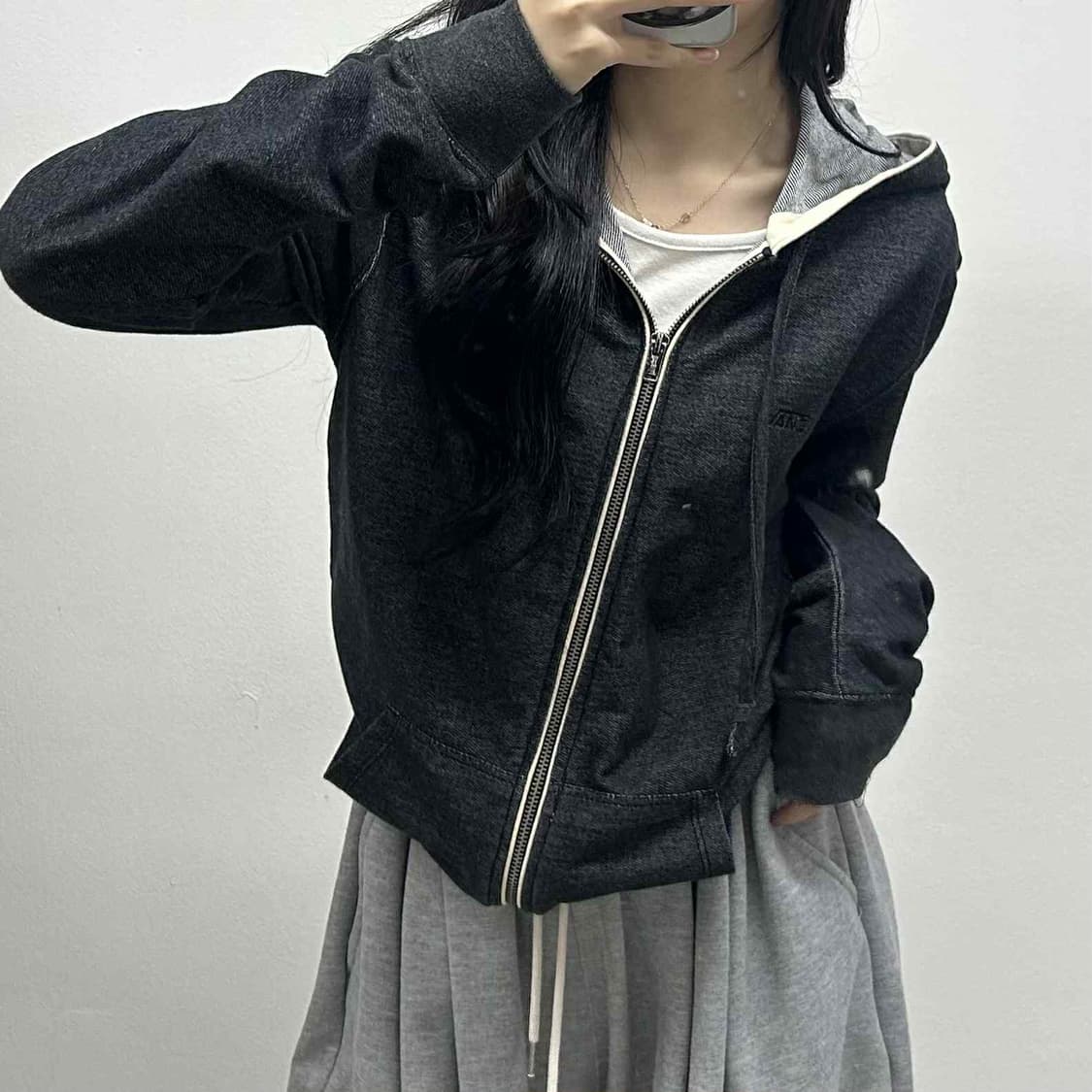 반스 그레이 스웻 후드집업 희귀져지(M) 상품이미지1