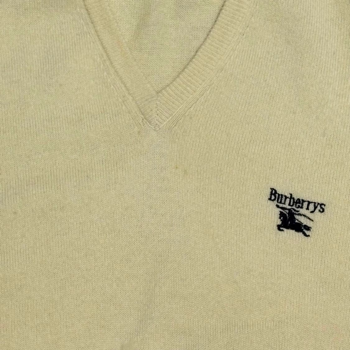 38 버버리 퓨어뉴 울 옐로우 브이넥 니트 상품이미지6