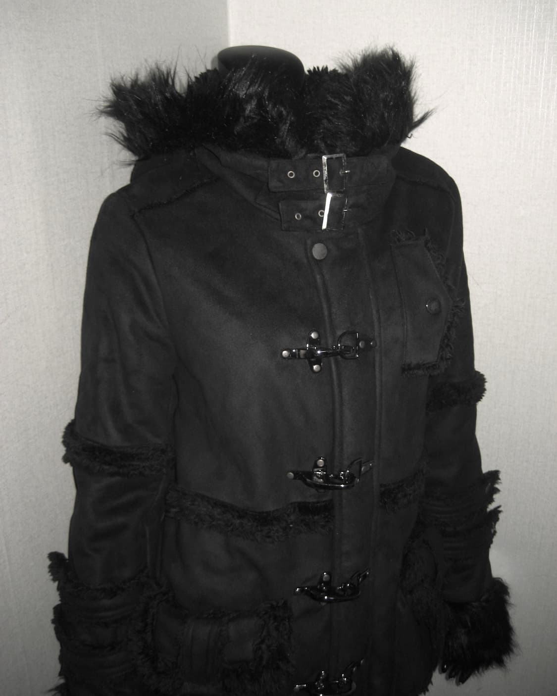 버클 퍼 후드 트리밍 코트 갸루 상품이미지10