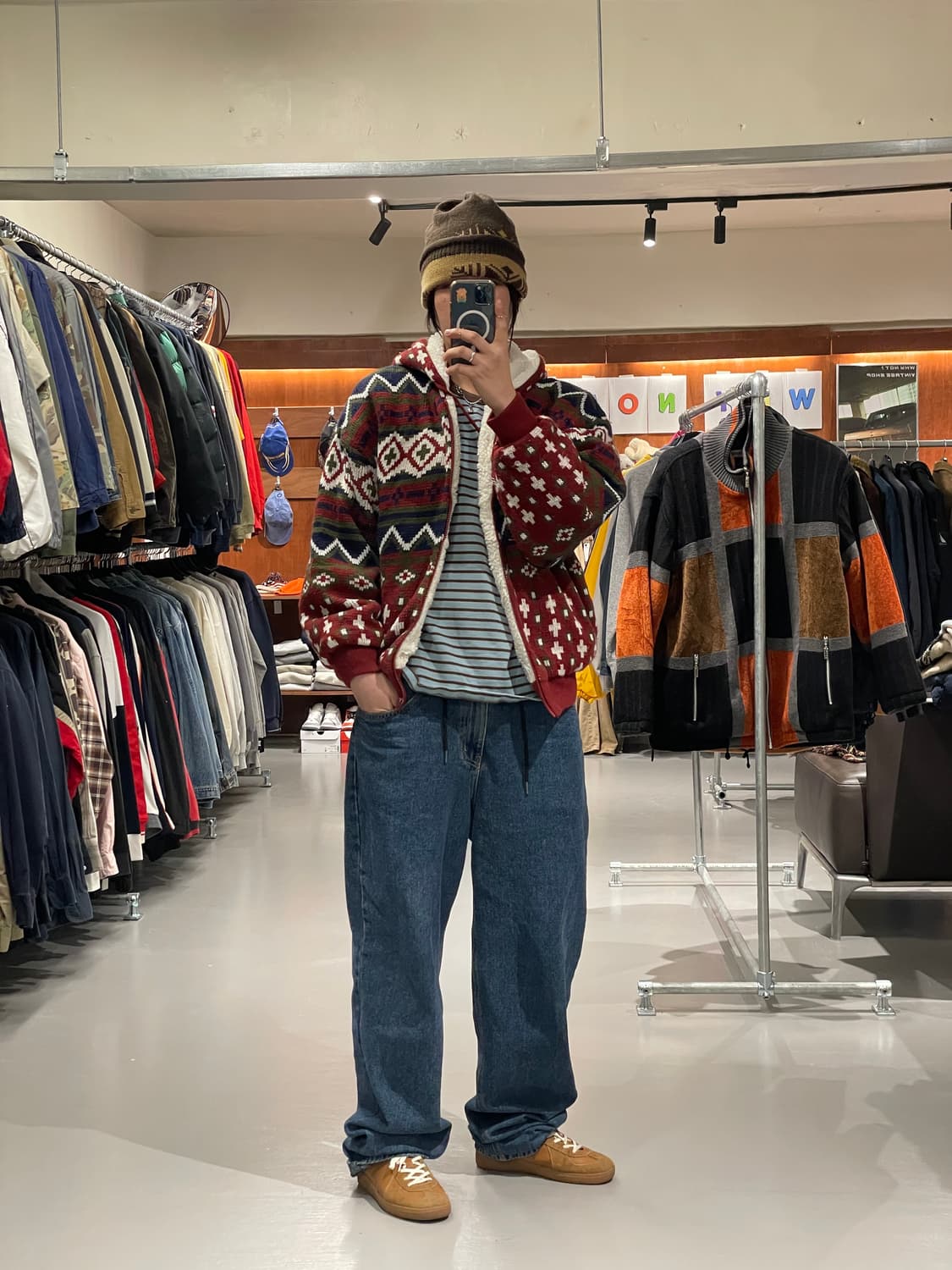 빈티지 니트 후드 집업 상품이미지3