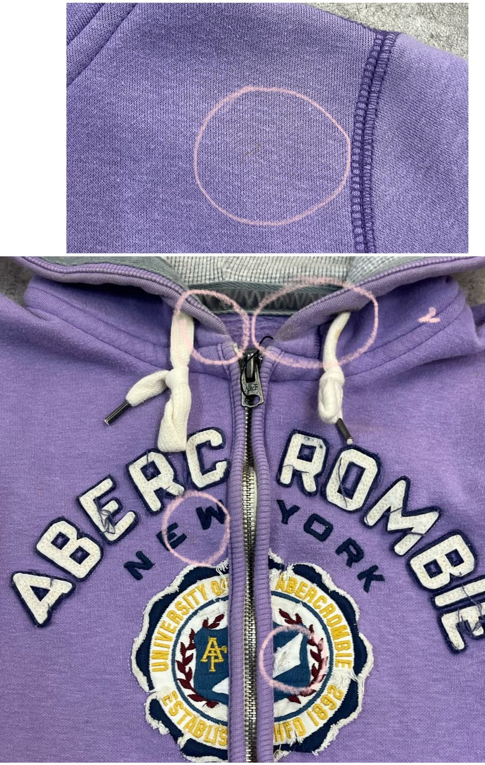아베크롬비 기모 후드집업 라이트퍼플 S #csz4146 상품이미지5