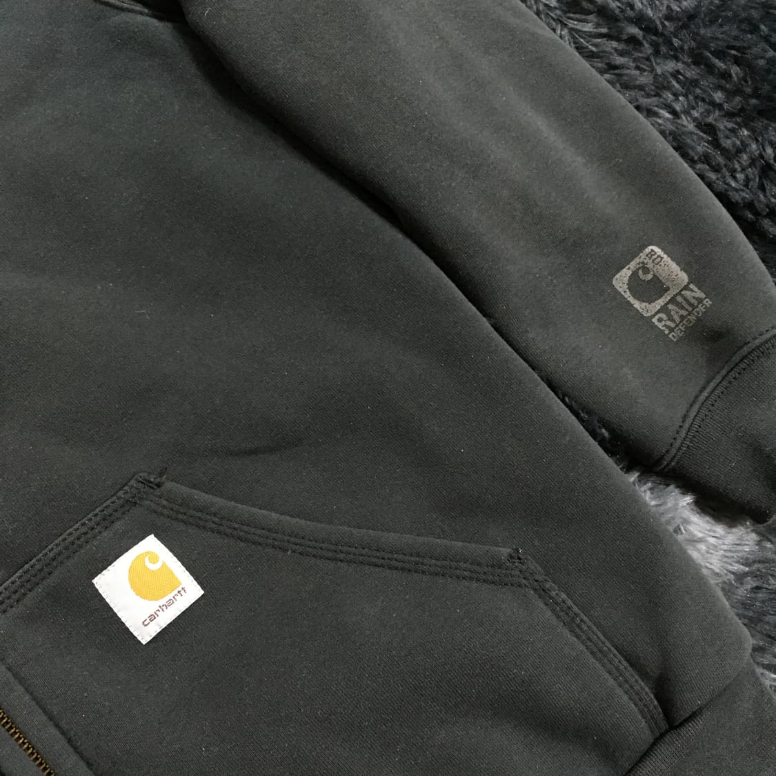 투티/0408 칼하트 블랙 후드 집업 rain depender 워크 자켓 상품이미지5