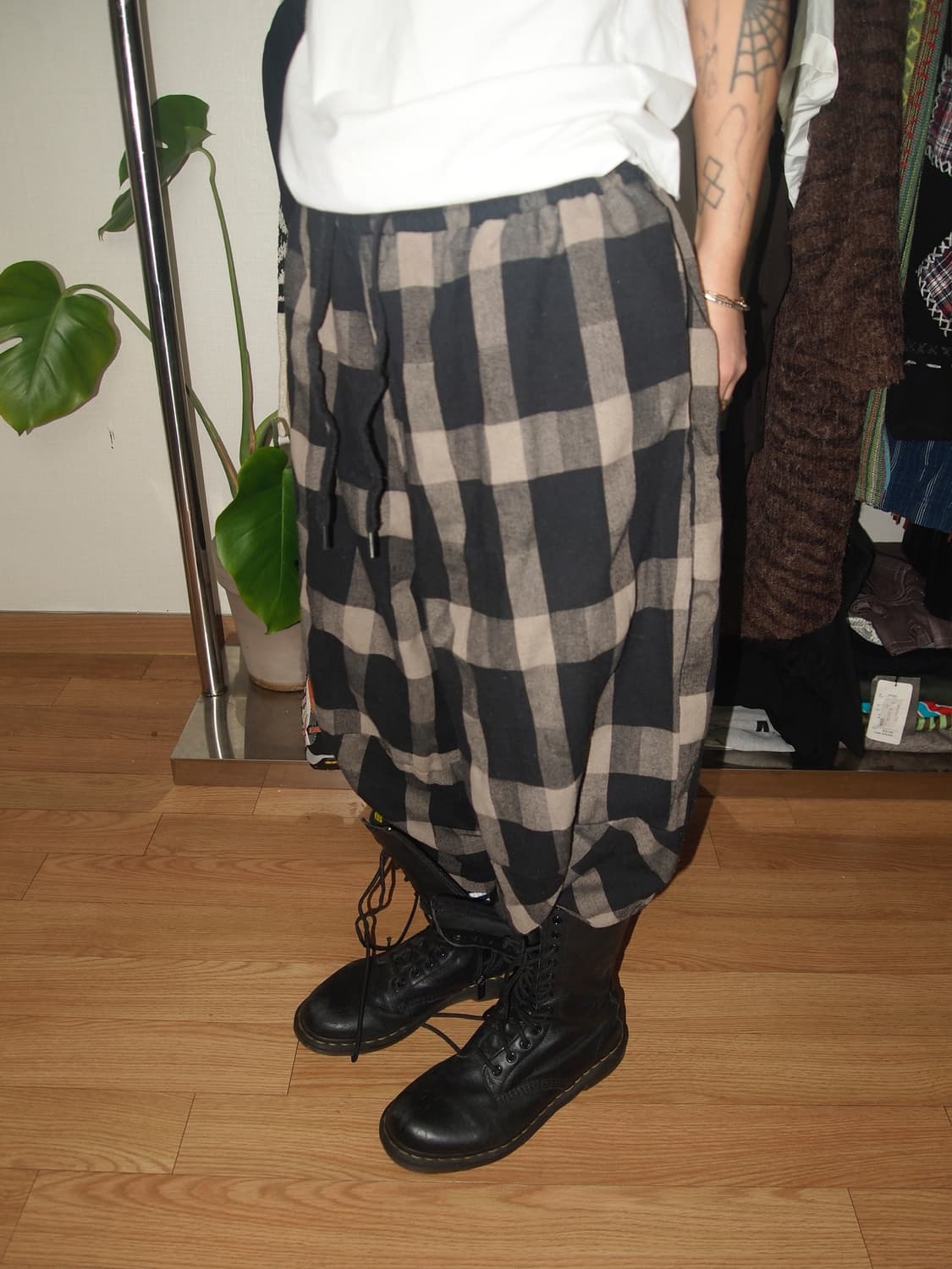 JPN 바이어스 체크 밴딩 사루엘 팬츠 상품이미지3