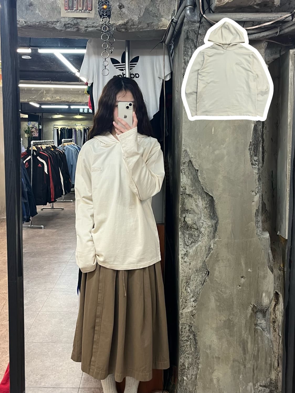 이미스 후드 긴팔티 아이보리 S #csz2444 상품이미지1