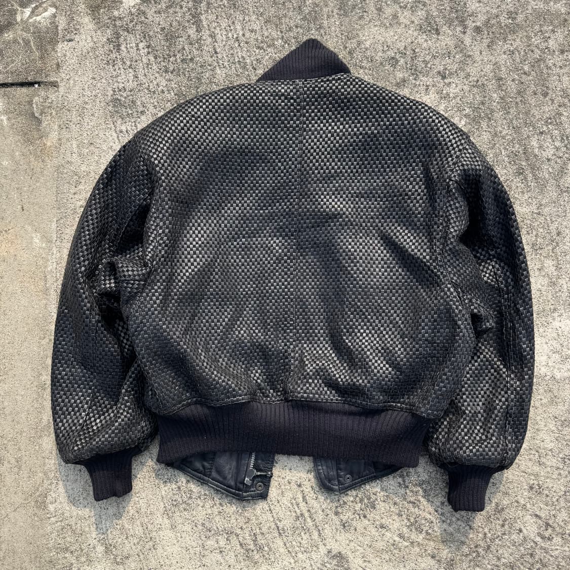 [M~L] Bill Kaiserman 인트레치아토 레더 봄버 자켓 상품이미지4