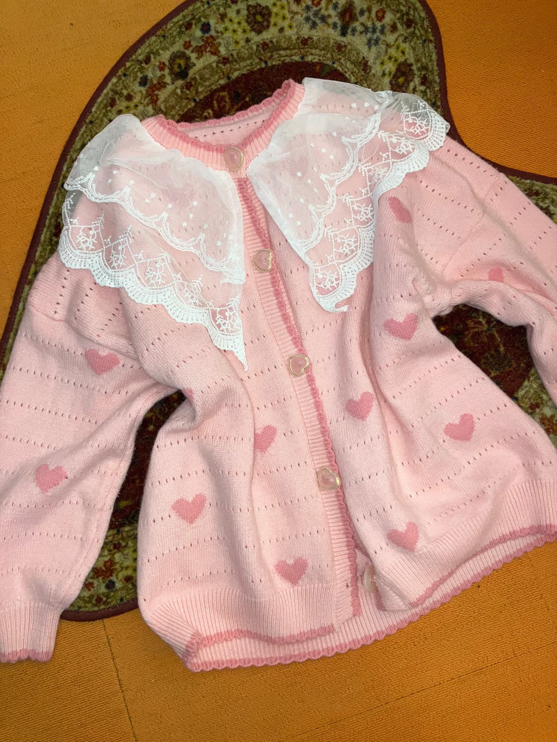 빈티지 딸기 쇼트 케이크 하트 가디건 상품이미지3