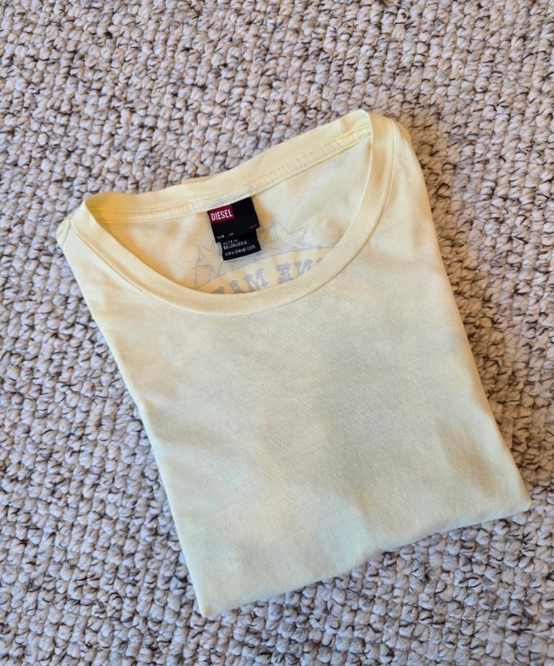 Diesel 디젤 연노랑 긴팔 면 티셔츠 XS S 상품이미지6