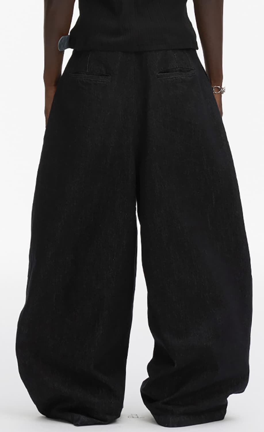 Washed Black Wide-Leg Vintage Denim Pant 상품이미지3