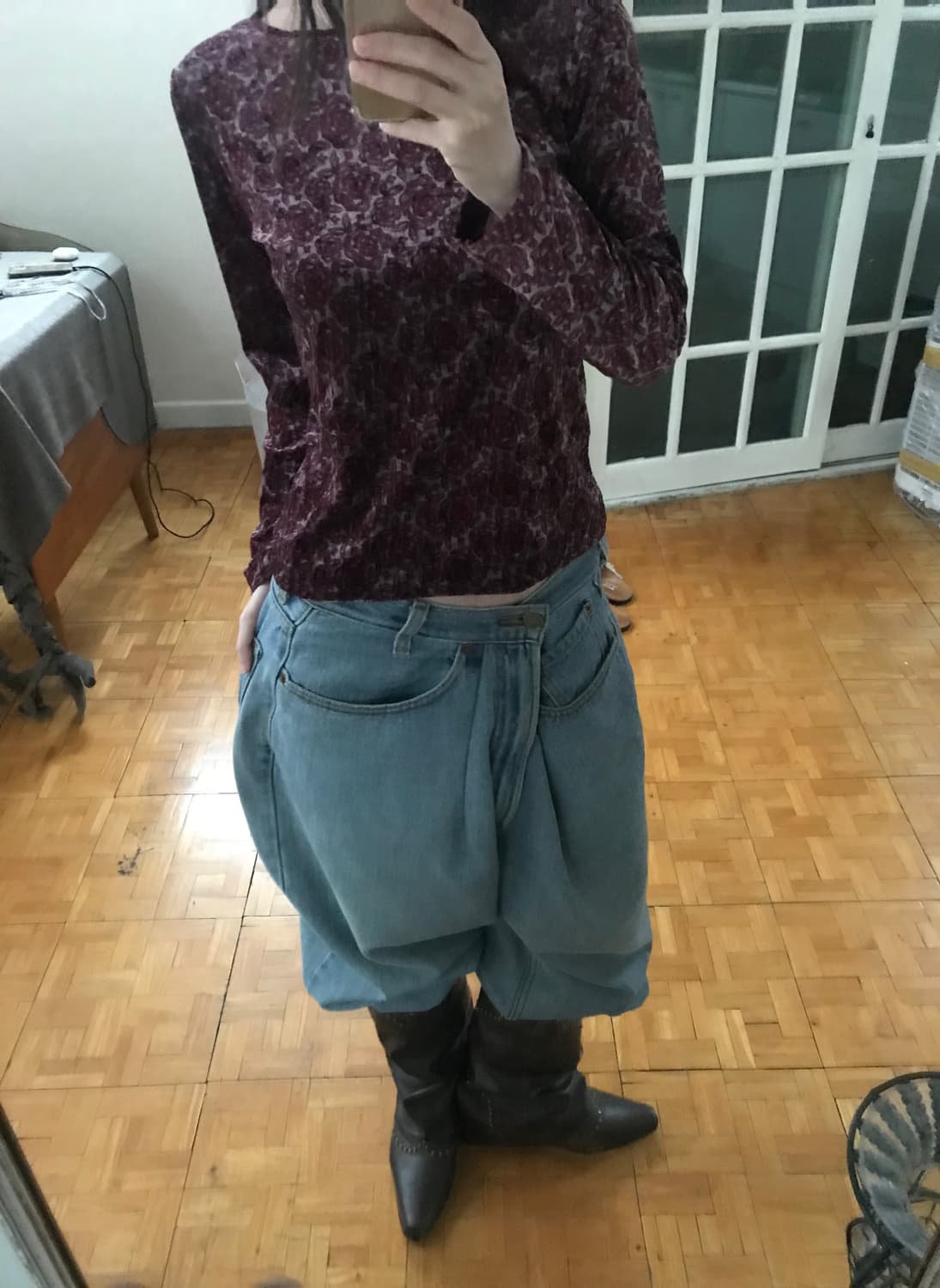 vintage velvet pattern top 상품이미지6