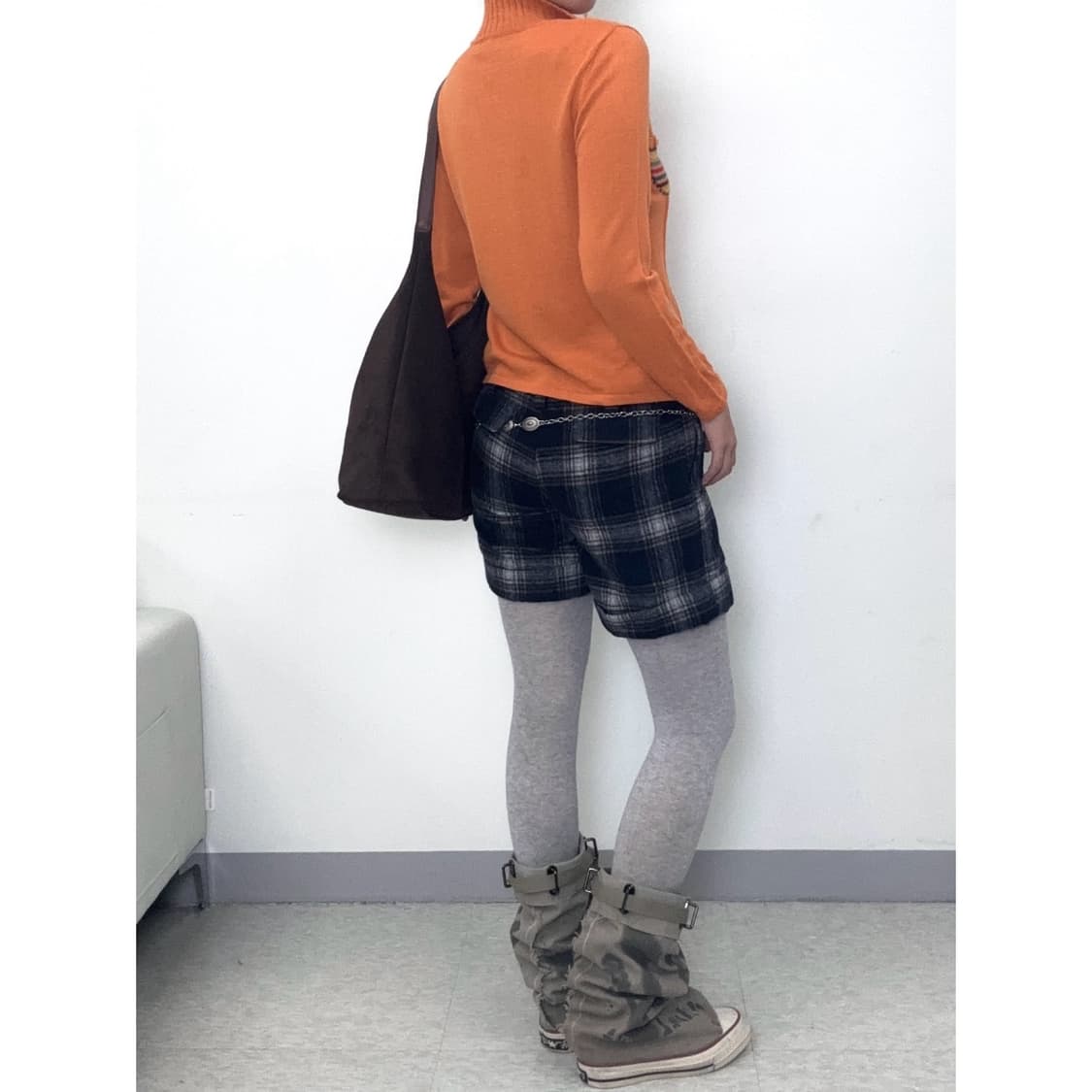 빈티지 울70% 체크 쇼츠 상품이미지5