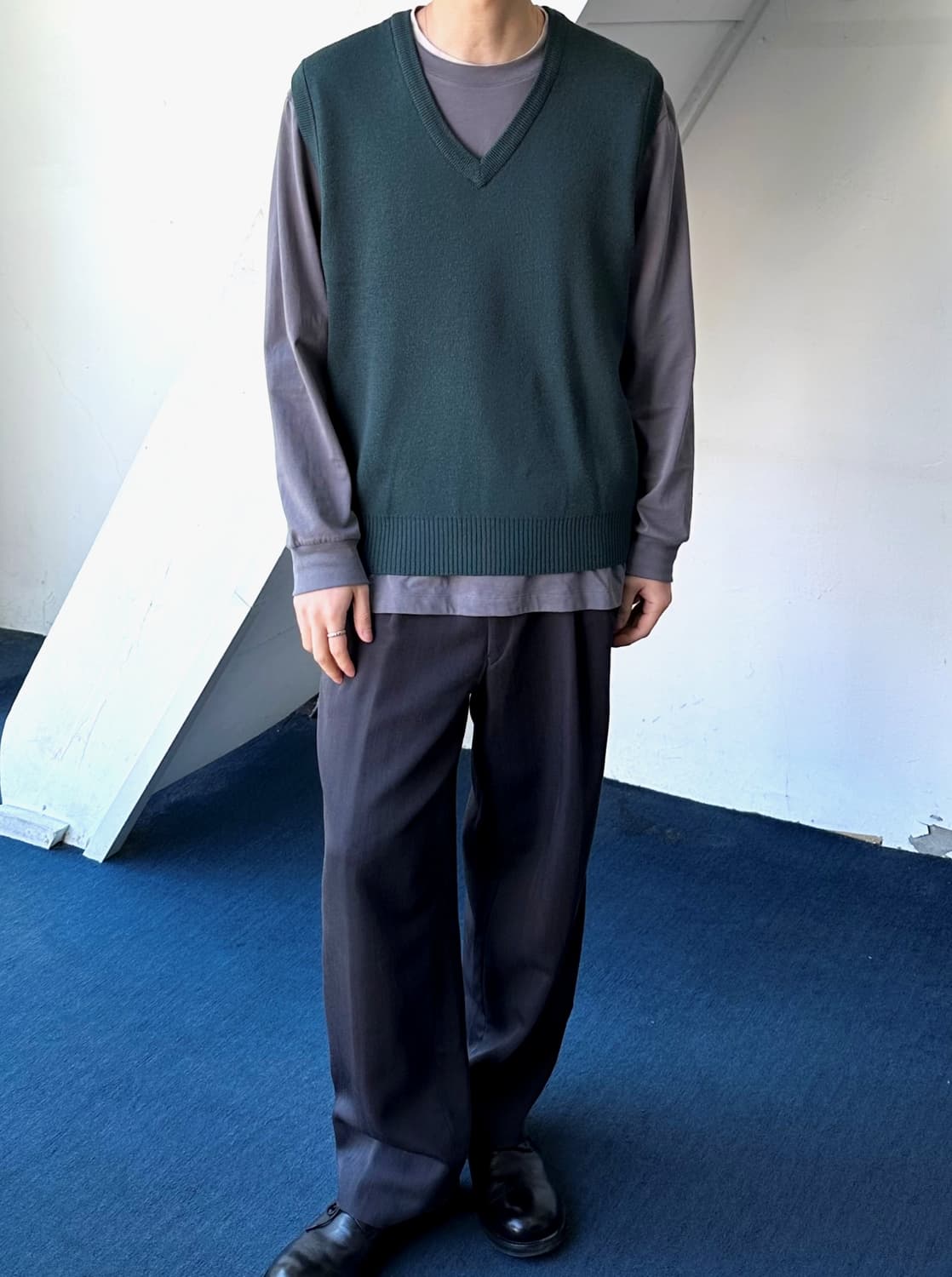 High count wool acrylic knit vest 상품이미지6