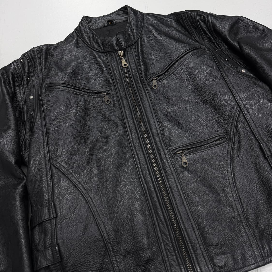 바이커 리얼레더 멀티지퍼 레이싱 가죽자켓 상품이미지5