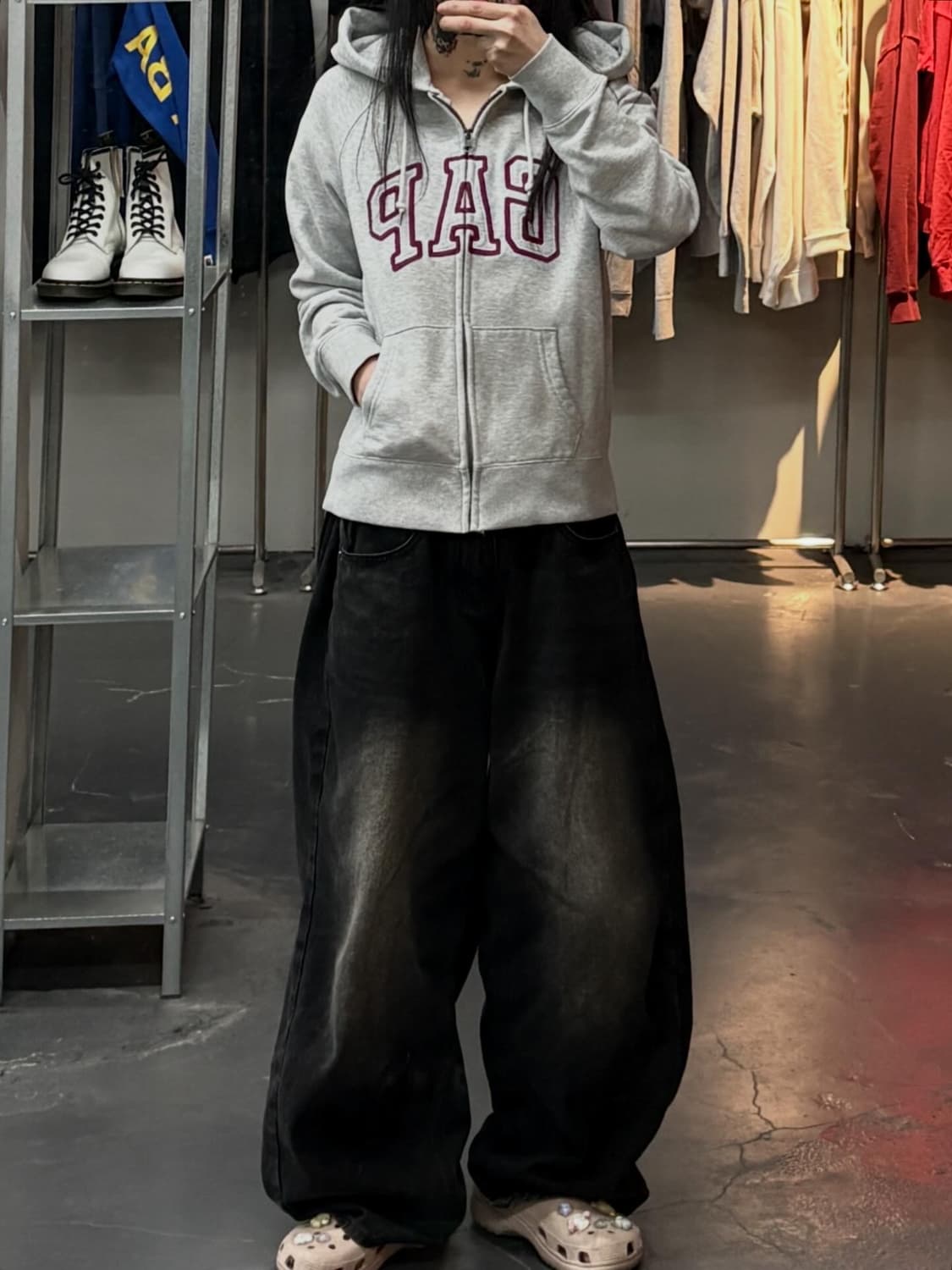 갭 로고 그레이 후드집업 A3695 상품이미지1