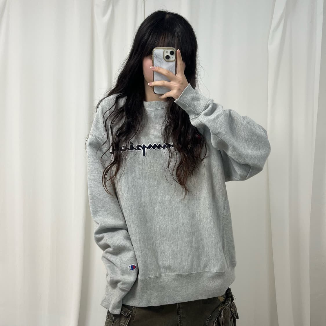 Champion reverse weave gray sweatshirt 상품이미지2