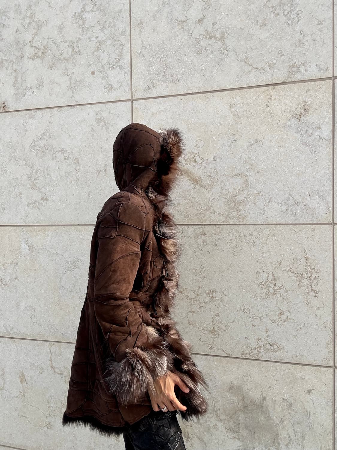 “PD&PD”00‘s Rough Brown Leather Fur Trim 상품이미지3