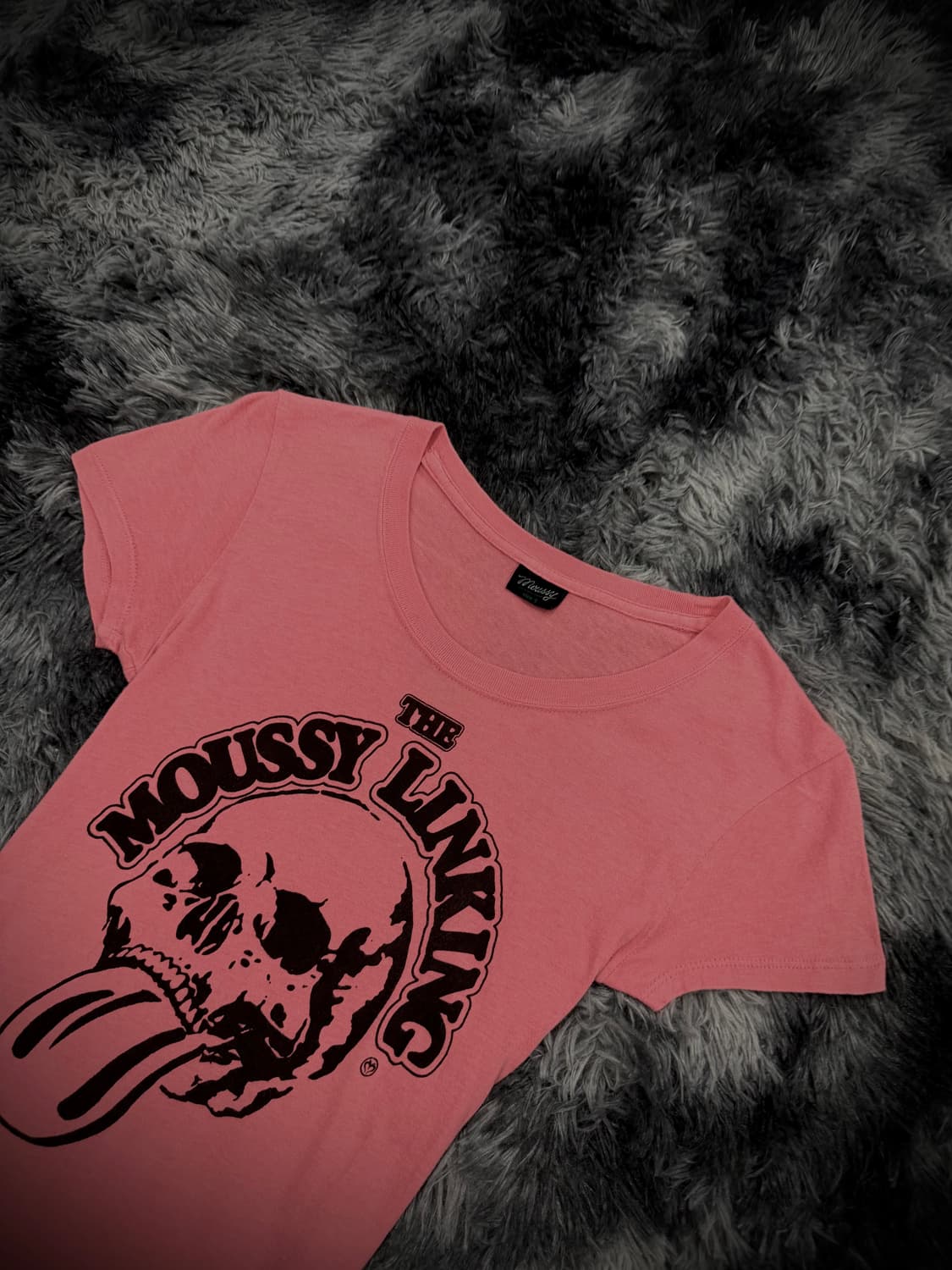 Moussy 롤링스톤즈 오마주 스컬 핑크 반팔 티셔츠 상품이미지3