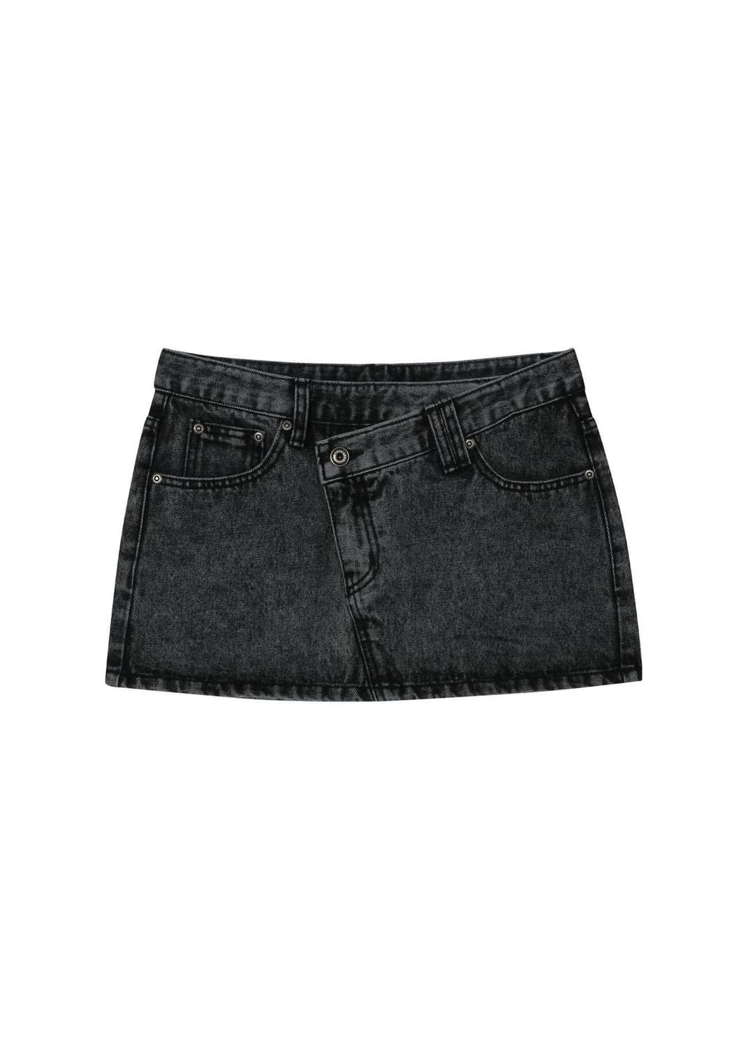 보헤미안서울 크로스커버 데님 미니 스커트 스노우블랙 상품이미지2