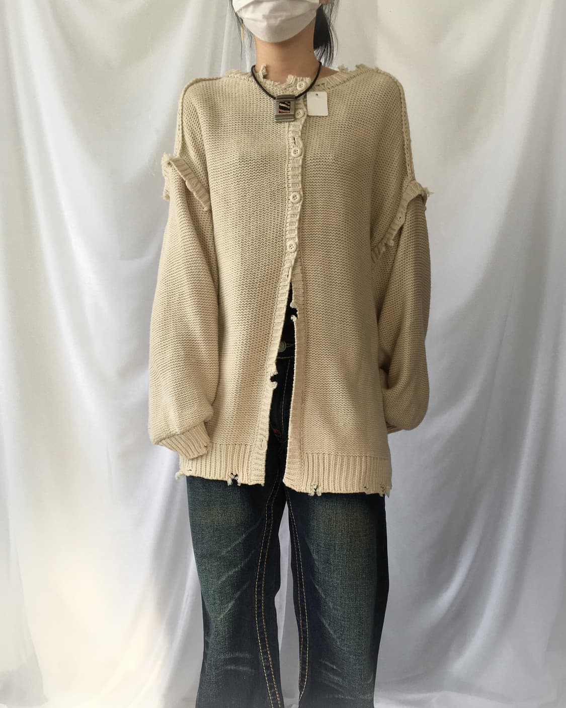 Grunge point knit cardigan 상품이미지1
